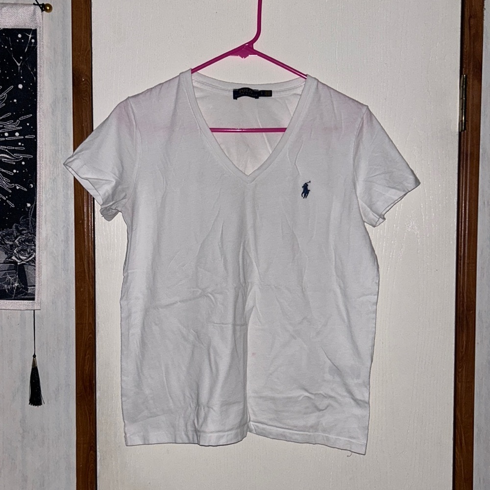 White polo v neck size large